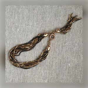 MIXED METALS MULTI CHAIN BRACELET WITH TASSELS